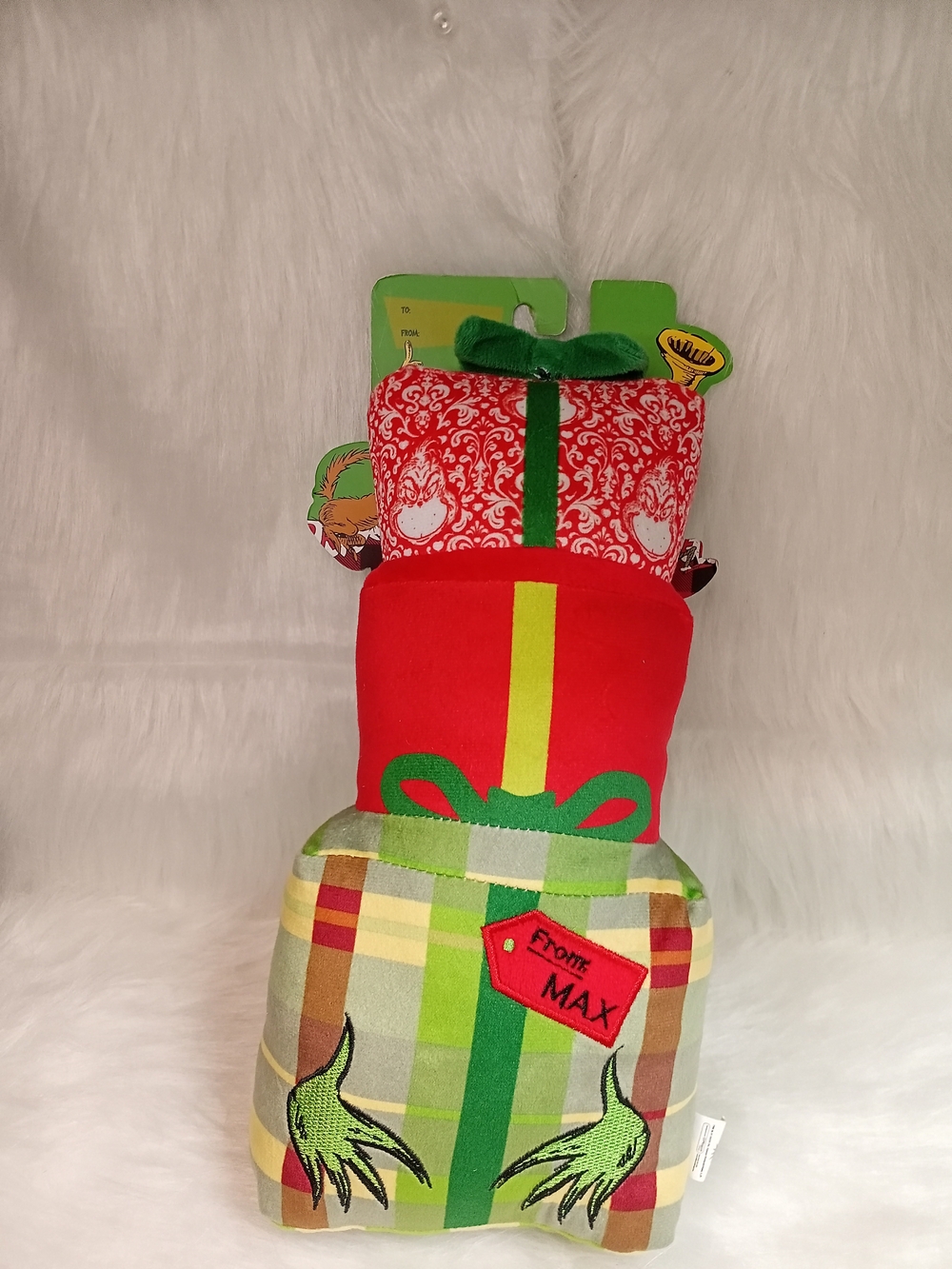 Grinch x Woof Multi-Squeaker Plush Christmas Present Dog Toy
